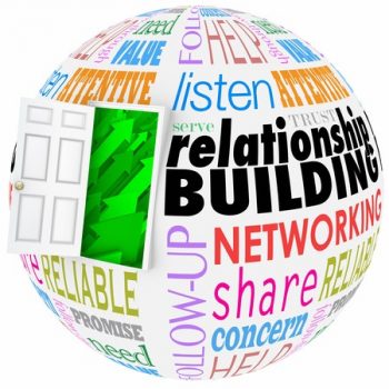 37956981 - relationship building words on a ball or sphere to illustrate networking and meeting new people in job, career, life or organizations