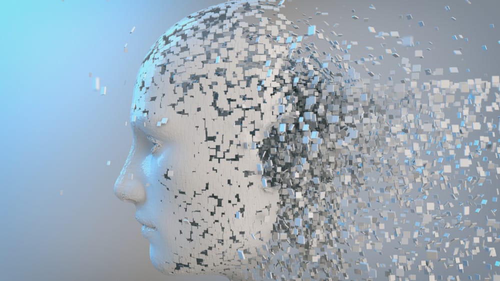 android head made of small pieces