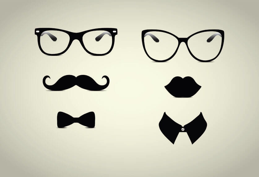 glasses, mustache, and bow tie