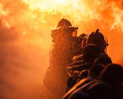 firefighters at a fire