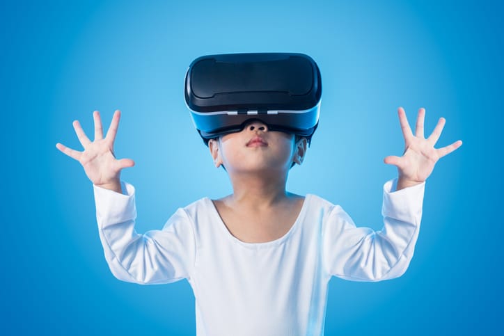 child with VR glasses