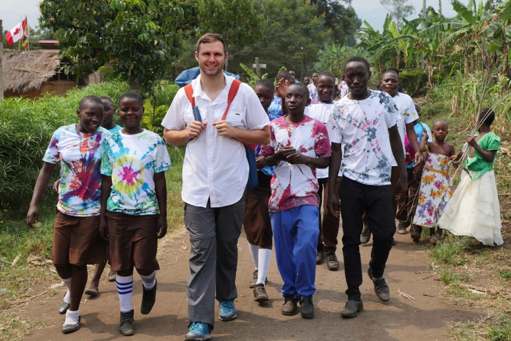 group of students walking