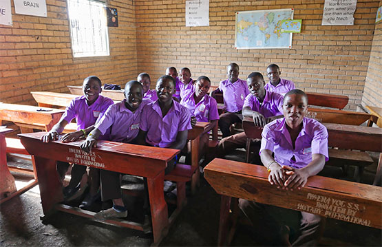 Mpondwe students in a classroom