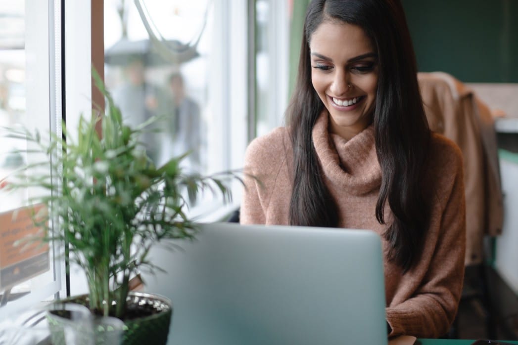 woman working on laptop