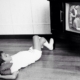 child watching old TV