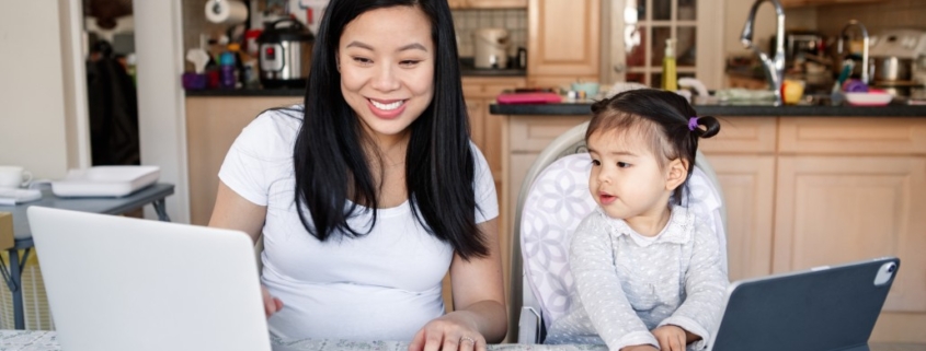 working from home with child