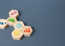 hexagons with business icons