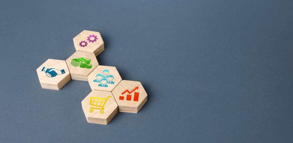 hexagons with business icons
