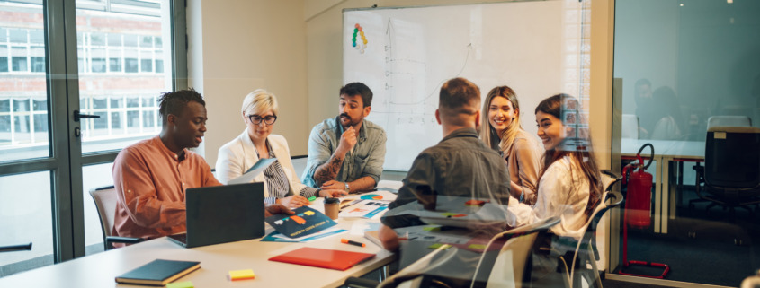 business meeting with whiteboard