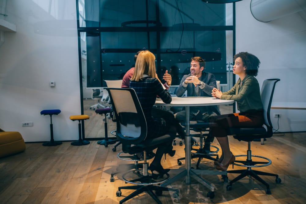 conversation around table