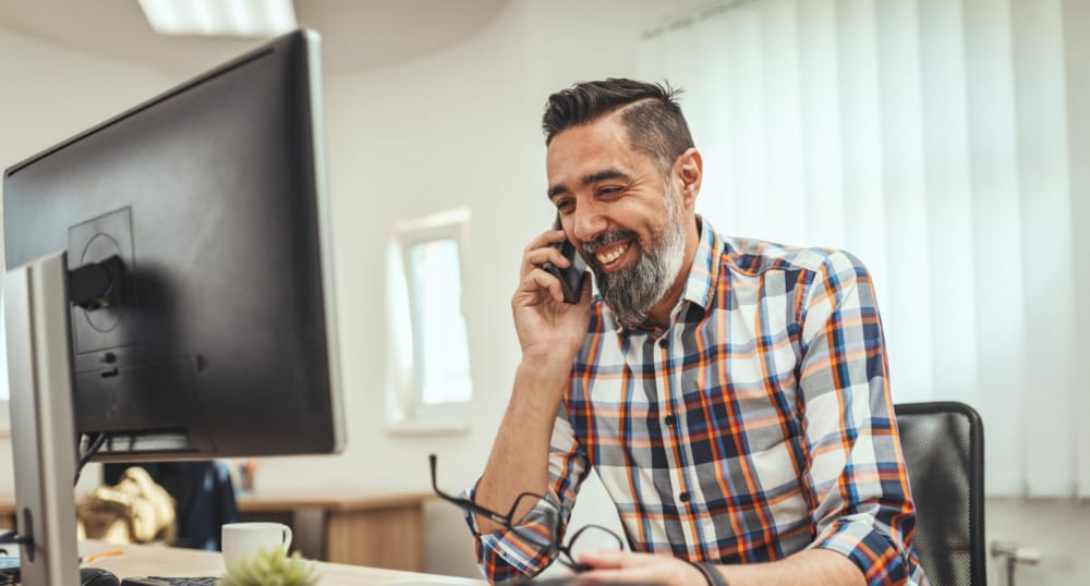 man talking on phone