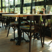 restaurant table and chairs