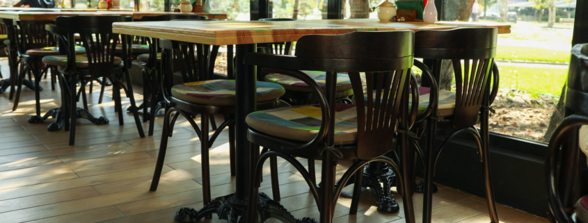 restaurant table and chairs