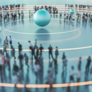 Expanding set of circles with crowds of people in different areas