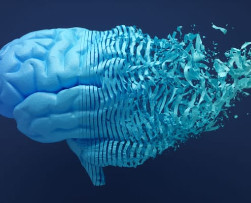 Representation of a blue brain unraveling