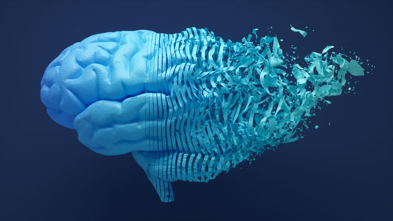 Representation of a blue brain unraveling
